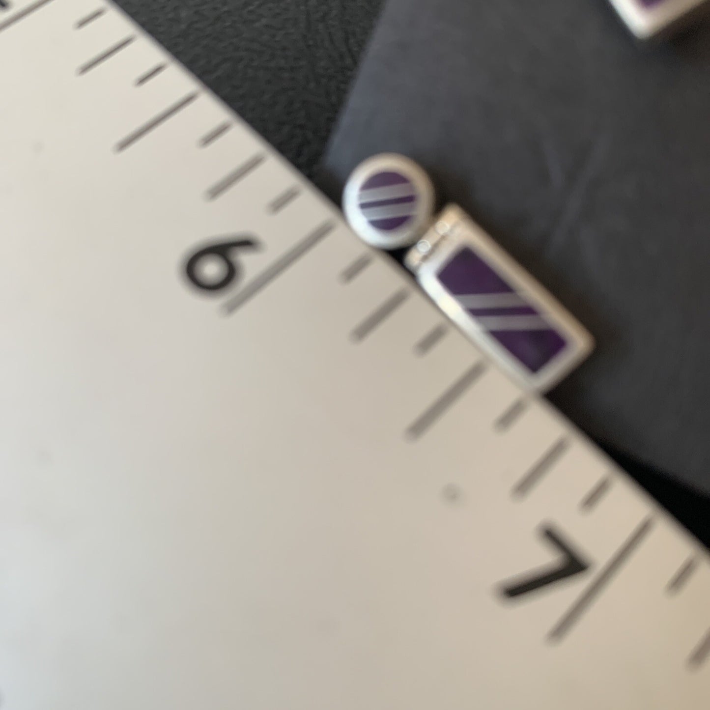 Native Purple Stone Navajo Sterling Silver Dangle Inlay Earrings 0.6" 12682