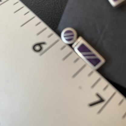Native Purple Stone Navajo Sterling Silver Dangle Inlay Earrings 0.6" 12682