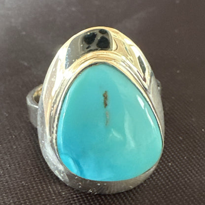 WoMens Sterling Silver Robin Egg Blue Kingman Turquoise Ring Size 9 17734
