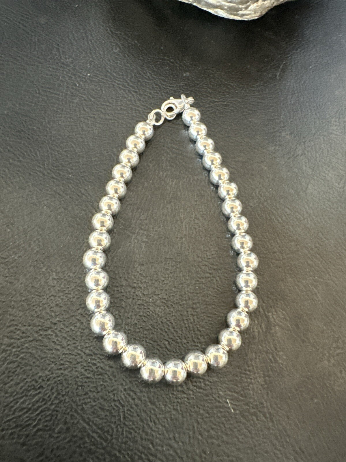 Shiny 6mm Beads 8” Sterling Silver Bracelet 90008