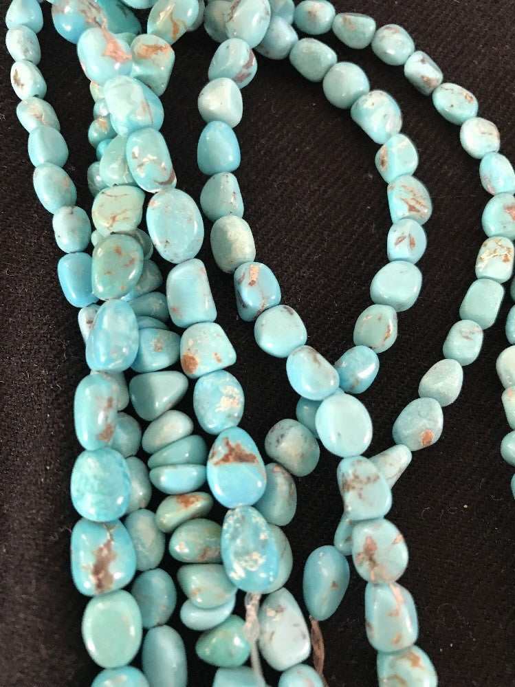 Native Turquoise Nugget Free Form Beads Beautiful Nacozari Set 16 Inch 10057
