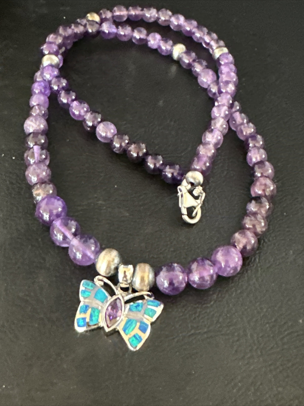 Butterfly Navajo Purple Amethyst Opal Sterling Silver Necklace Earrings 15299