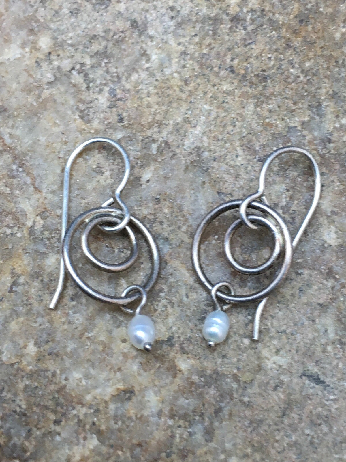 Native Navajo Sterling Silver Turquoise Bead Dangle Bear Paw Earrings 08785