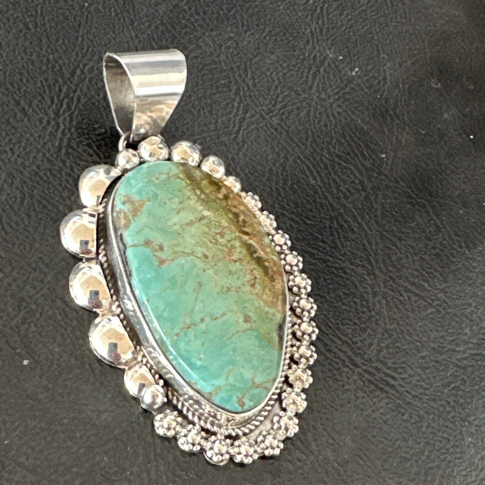 Men Women Green Royston Turquoise Pendant Navajo Sterling Yazzie 19523
