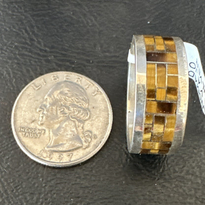 Brown Mens Infinity Band Tigers Eye Navajo Sterling Silver Ring Size 11 19051