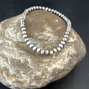Stretch Navajo 4mm Beads 7"Bracelet | Sterling Silver | Authentic Native American Handmade | 90402