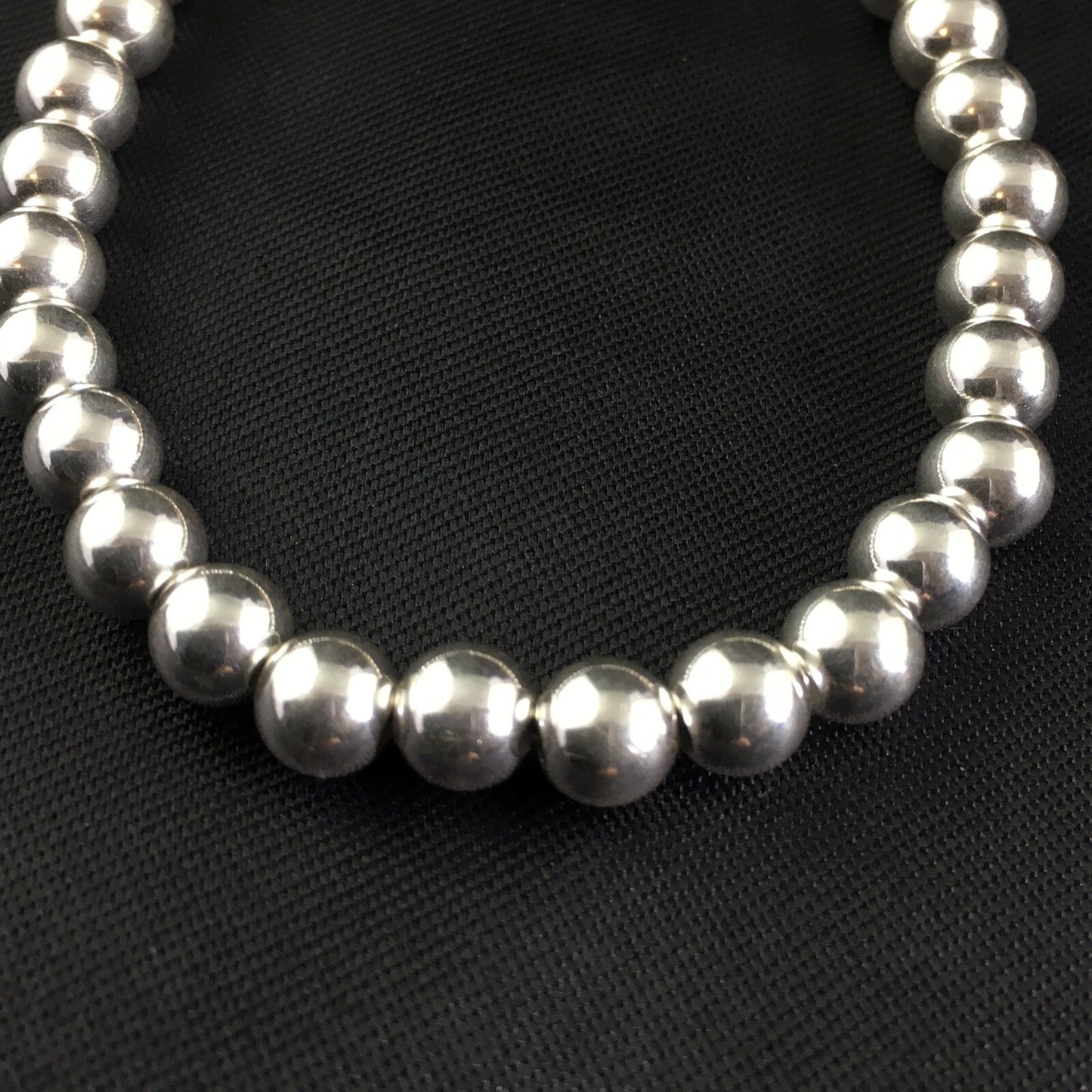 Native American Navajo 7.75” Sterling Silver Beads Bracelet 90108
