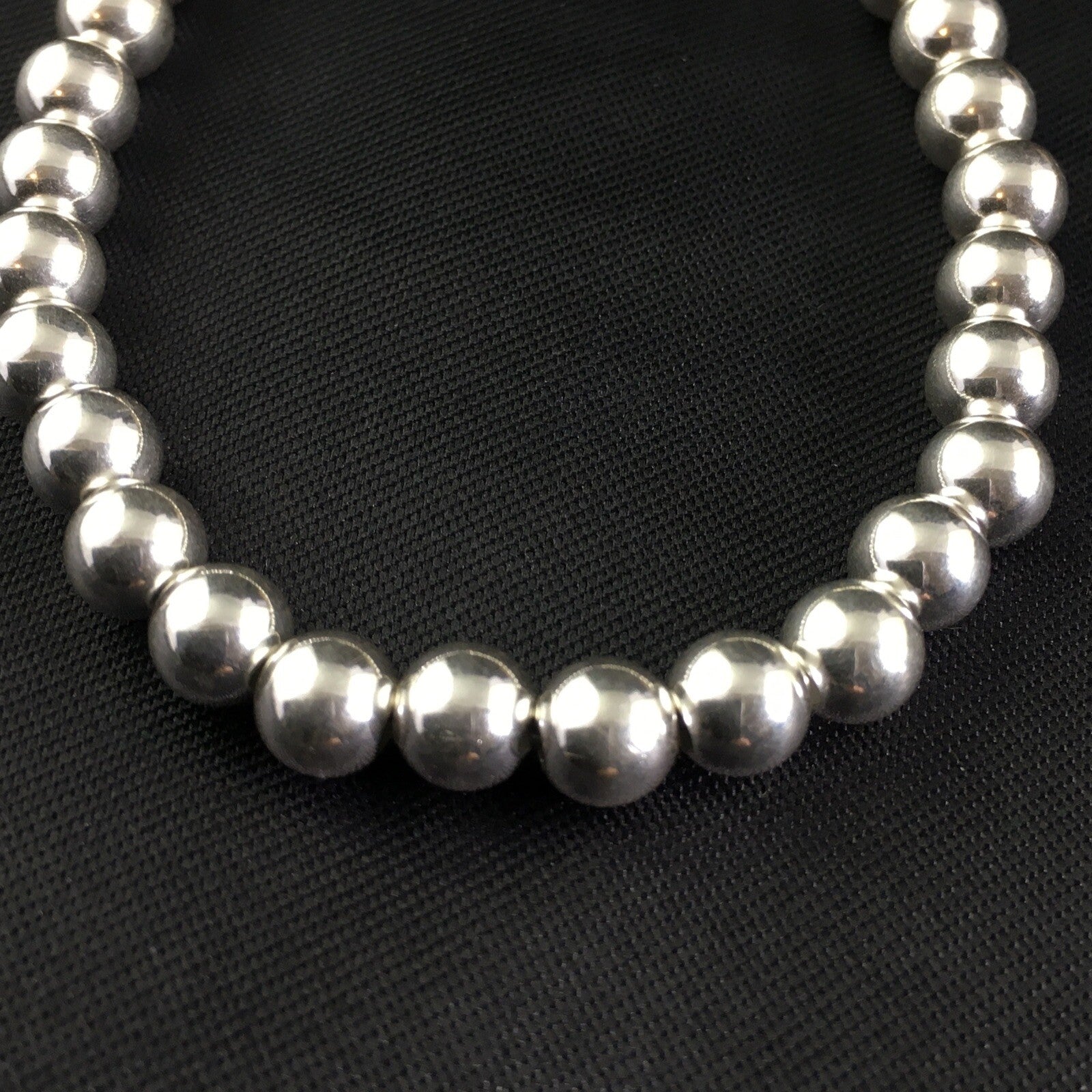 Native American Navajo 7.75” Sterling Silver Beads Bracelet 90108
