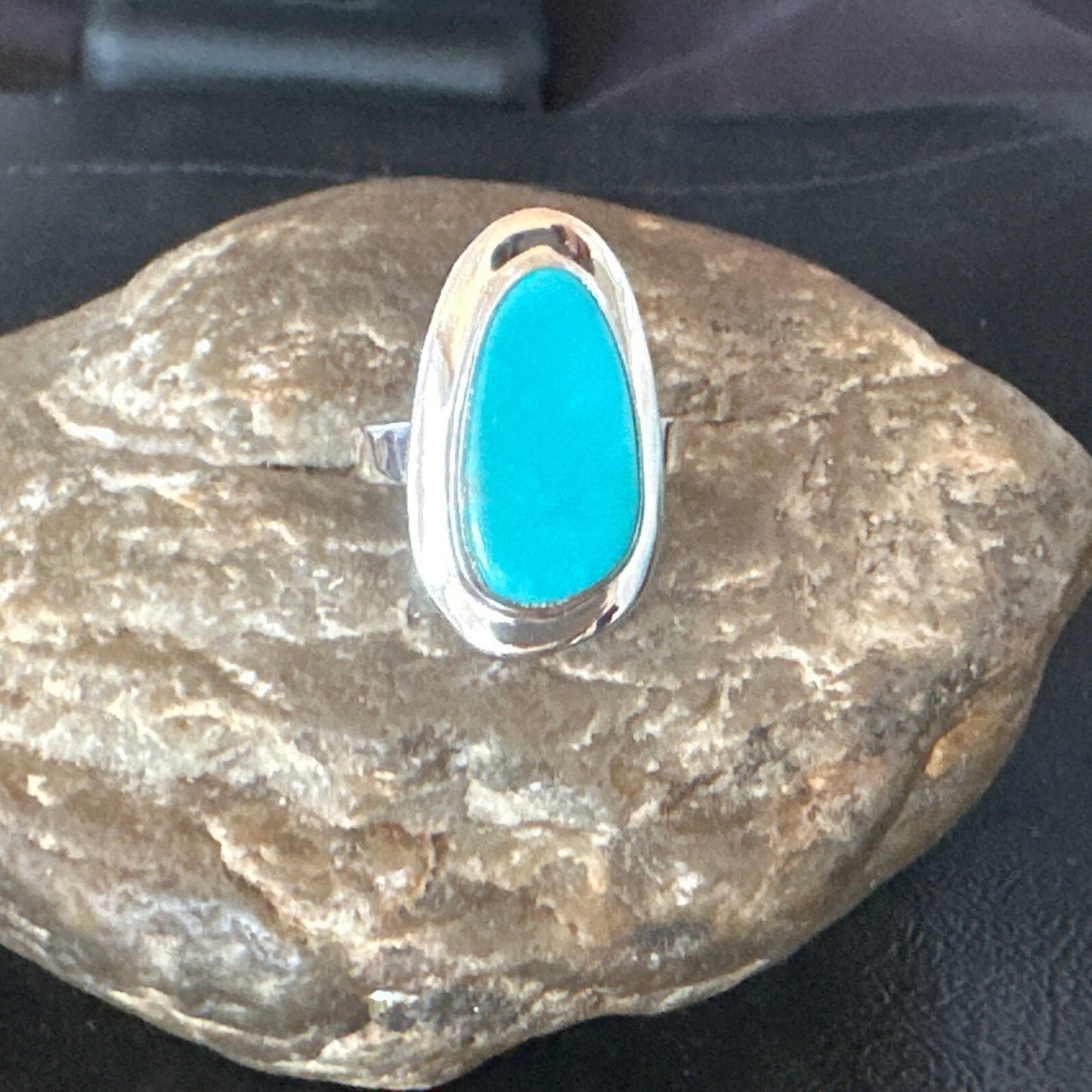 Southwestern Sterling Silver Blue Kingman Turquoise Ring Size 9 18530