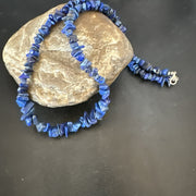 Men's Women's Lapis Lazuli Navajo 20"Necklace | Sterling Silver | Authentic Native American Handmade | 12903