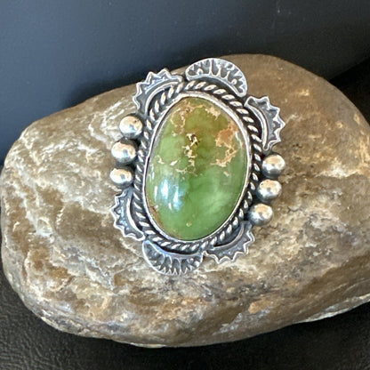 H Joe Womens Navajo Sterling Silver Green Turquoise Ring Size 6.5 19358
