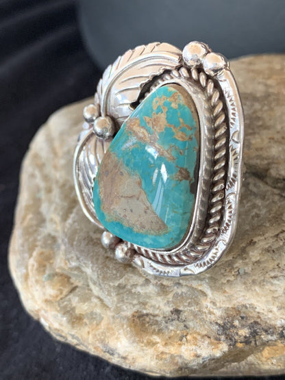 Blue Royston Turquoise Navajo Sterling Silver Ring Size 10 00133