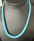 Robin Egg Blue Turquoise Stabilized 18"Heishi Necklace | Sterling Silver | Authentic Native American Handmade | 14932