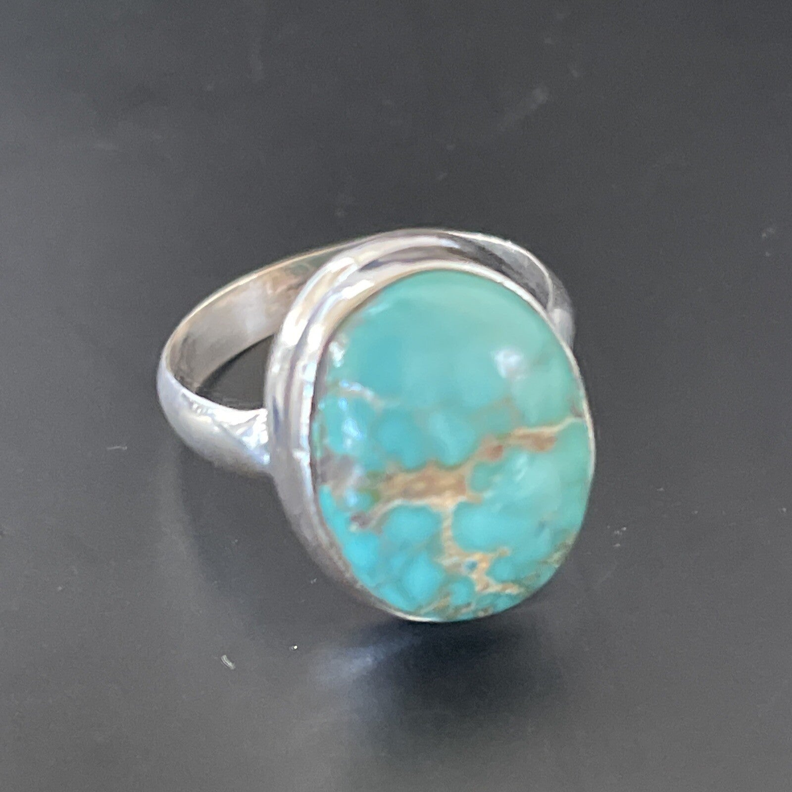 Native American Navajo Sterling Silver Blue Turquoise Ring Size 7 11415
