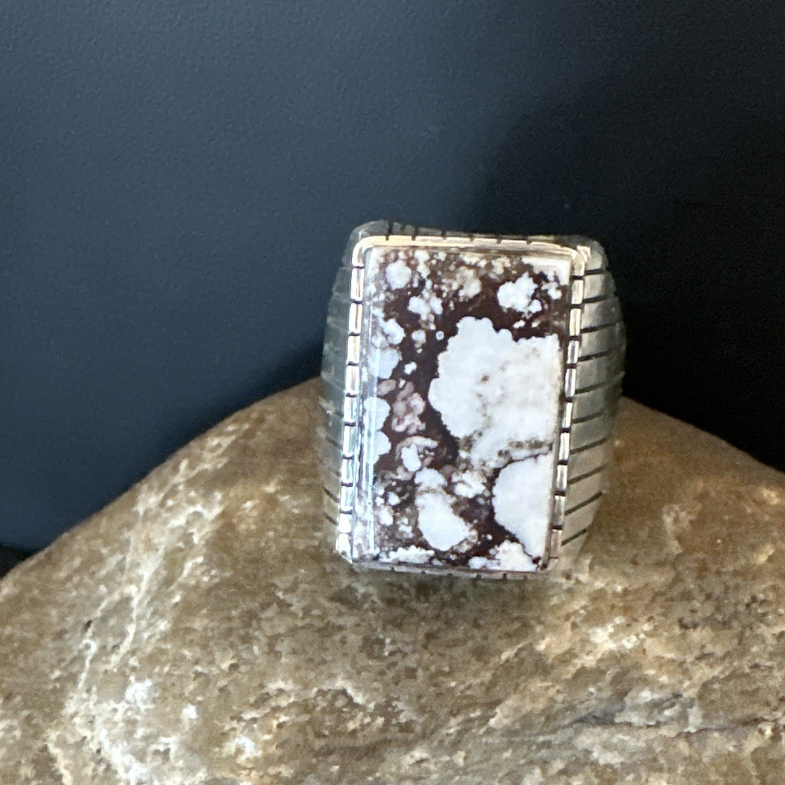 Mens Wild Horse Turquoise Navajo Sterling Silver Ring Sz 13.5 19409