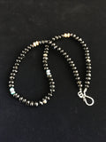 Black Onyx Turquoise Navajo Necklace 18" | Sterling Silver | Authentic Native American Handmade | 10022