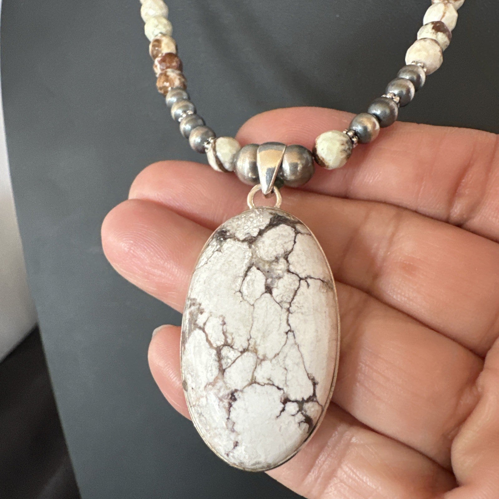 Mens Womens Wild Horse Turquoise Pendant Navajo Sterling Silver Necklace 19538