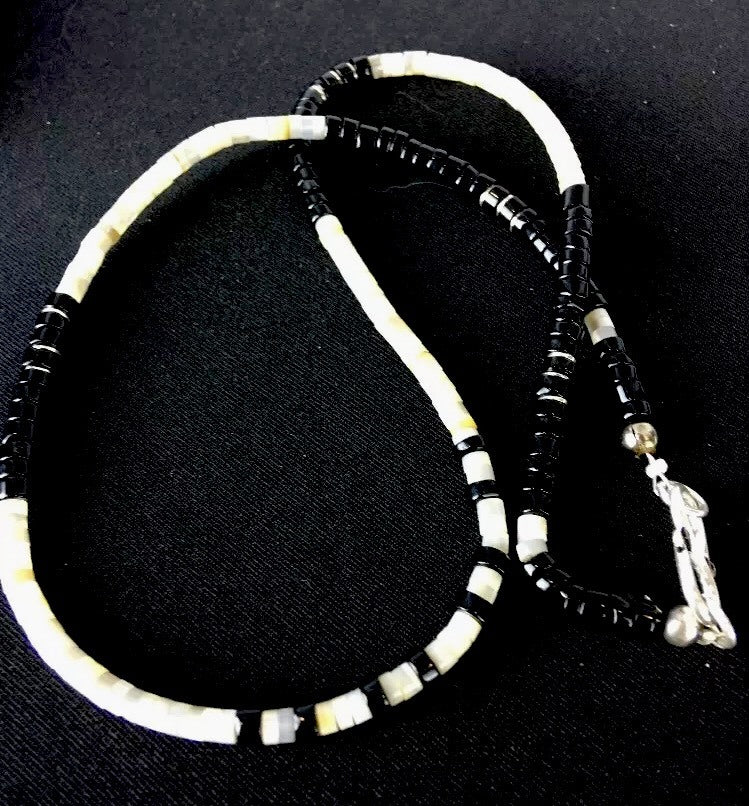 Handmade Native American Black Onyx Sterling Silver Men's Necklace 10052