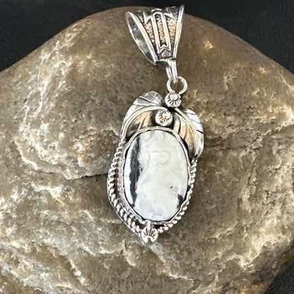 AS IS NO RETURNS White Buffalo Turquoise Pendant Navajo Sterling Silver 17743