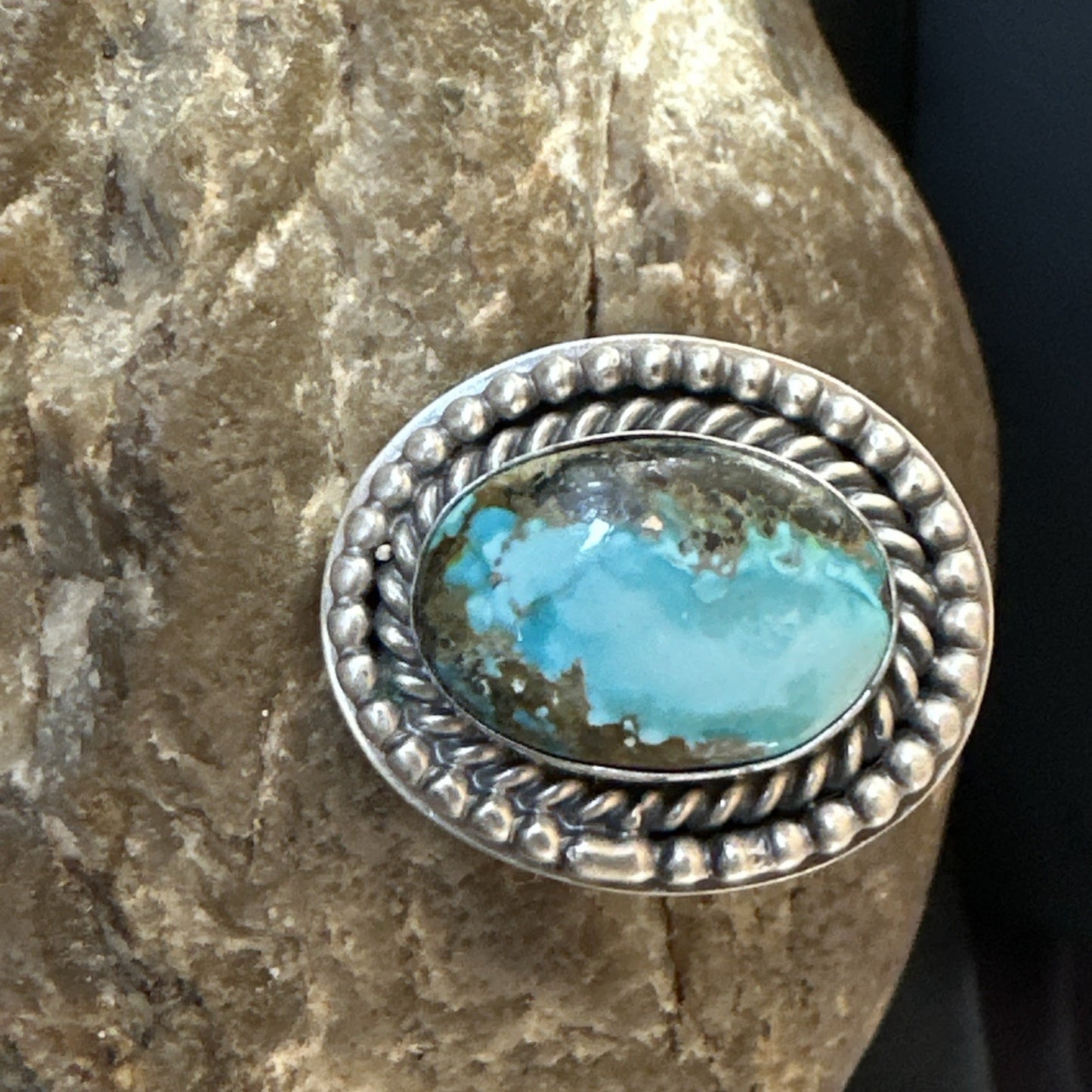 Navajo Sterling Silver Blue Royston Turquoise Ring Size 7 19631