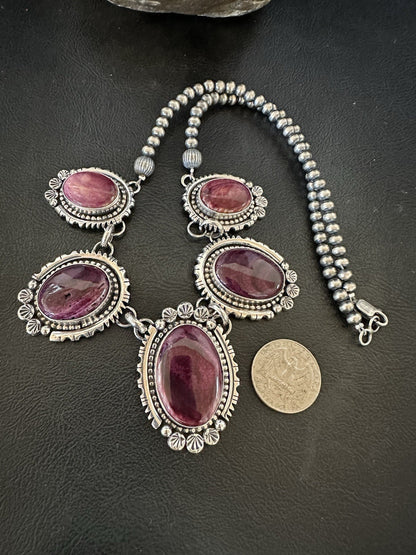 Purple Spiny Oyster Pendant Sterling Silver Choker Necklace 20" 19543