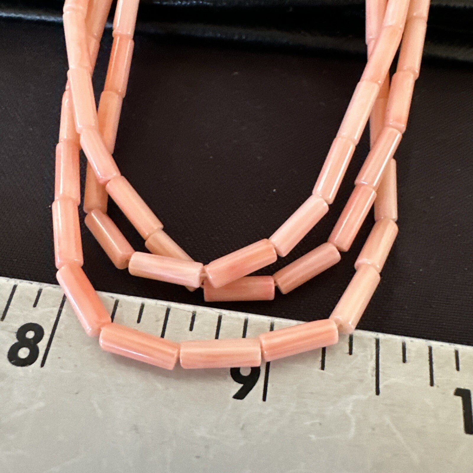 Native American Pink Coral Sterling Silver 3 Strand Necklace 21" 17817