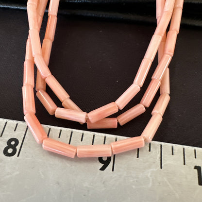 Native American Pink Coral Sterling Silver 3 Strand Necklace 21" 17817