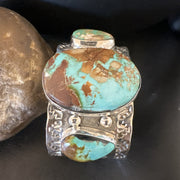 Navajo Green Royston TURQUOISE Cuff Bracelet | Sterling Silver | Authentic Native American Handmade | 17937