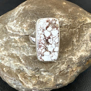 Men's Women's Wild Horse Turquoise Navajo Ring Sz 7 | Sterling Silver | Authentic Native American Handmade | 17343