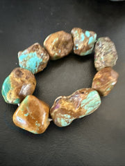 Men's Women's Blue Green Turquoise Stretch Stone Friendship Bracelet 7" | Authentic Native American Handmade | 18867