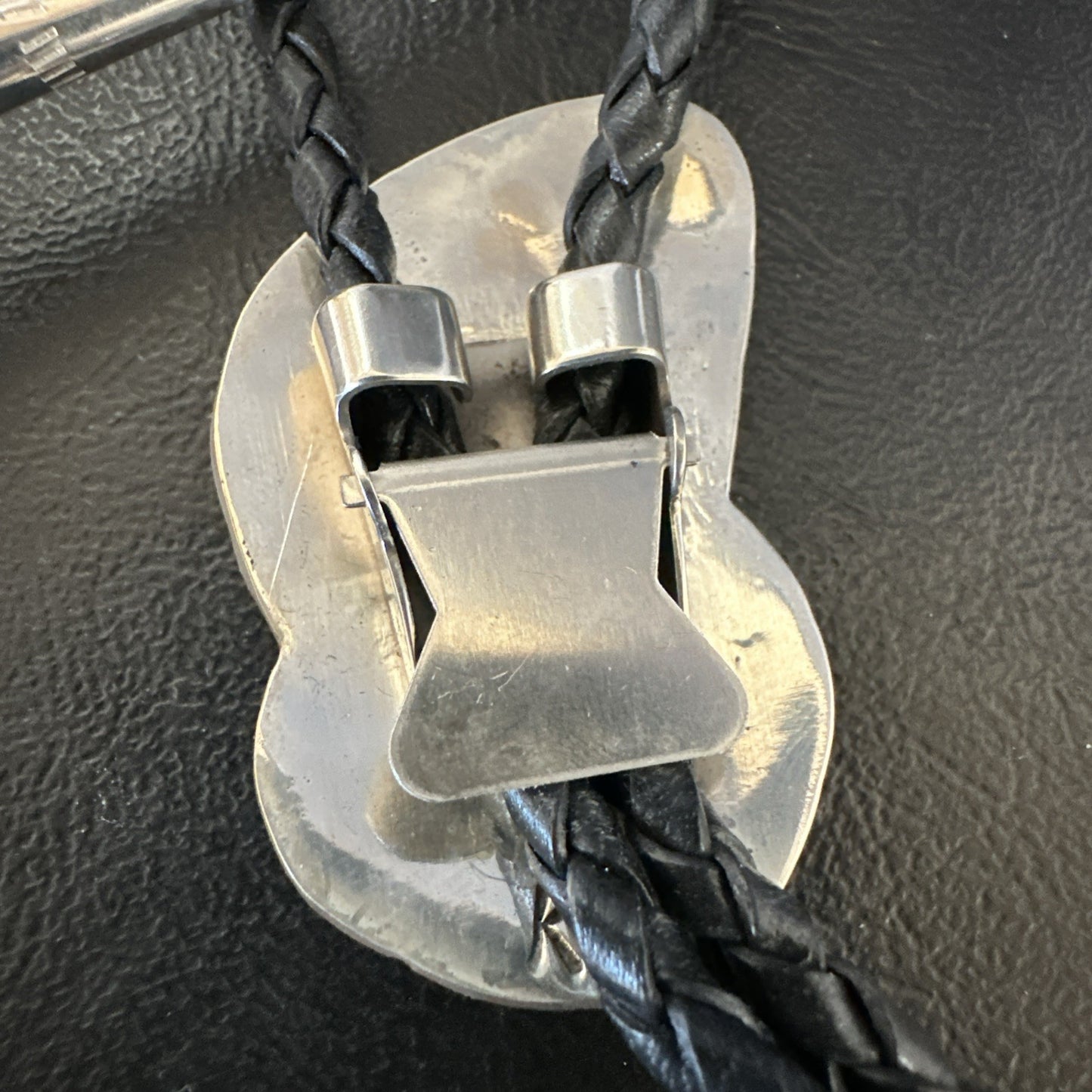 Native American Hopi Mens BearPaw Bolo tie Sterling Silver 2" 19162