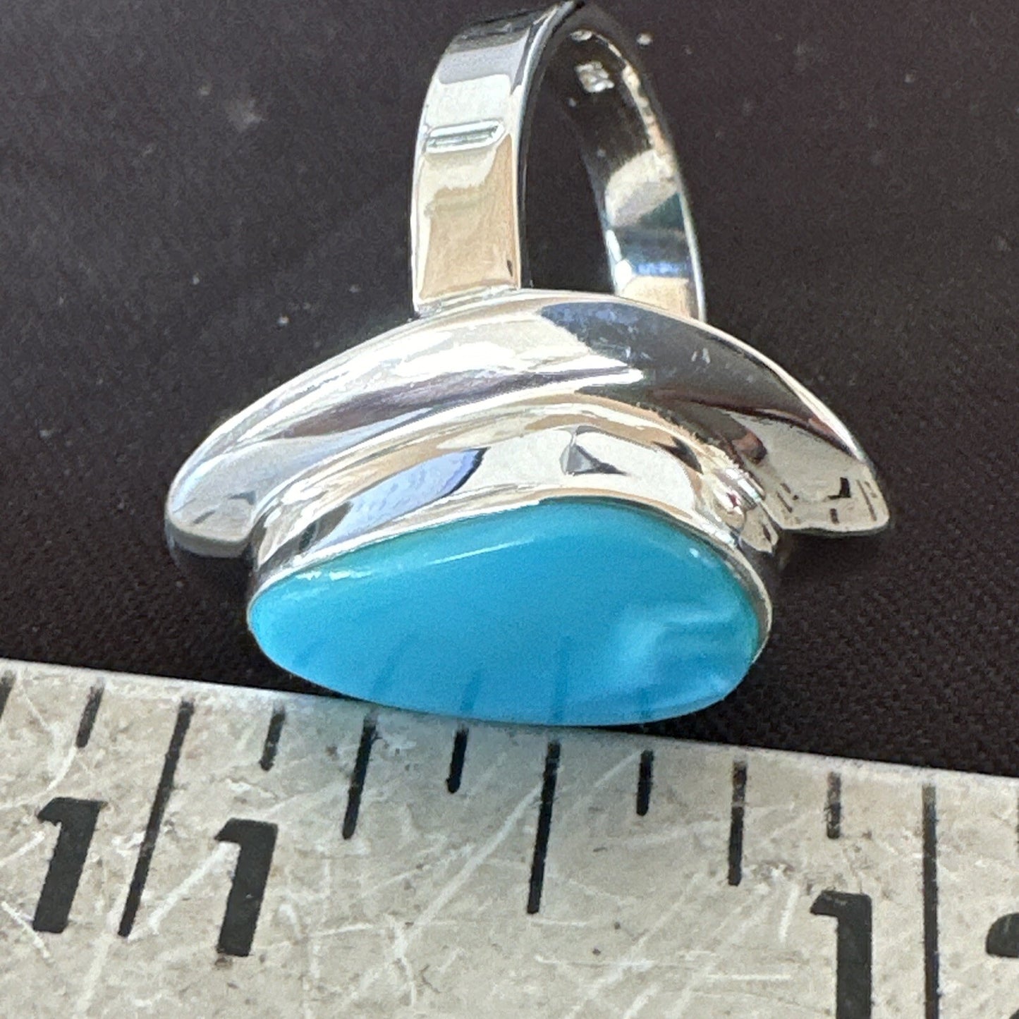 Southwestern Sterling Silver Blue Kingman Turquoise Ring Size 8 18519