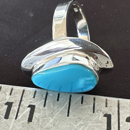 Southwestern Sterling Silver Blue Kingman Turquoise Ring Size 8 18519