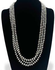 8mm Navajo Pearls 80"Single Strand Necklace | Sterling Silver | Authentic Native American Handmade