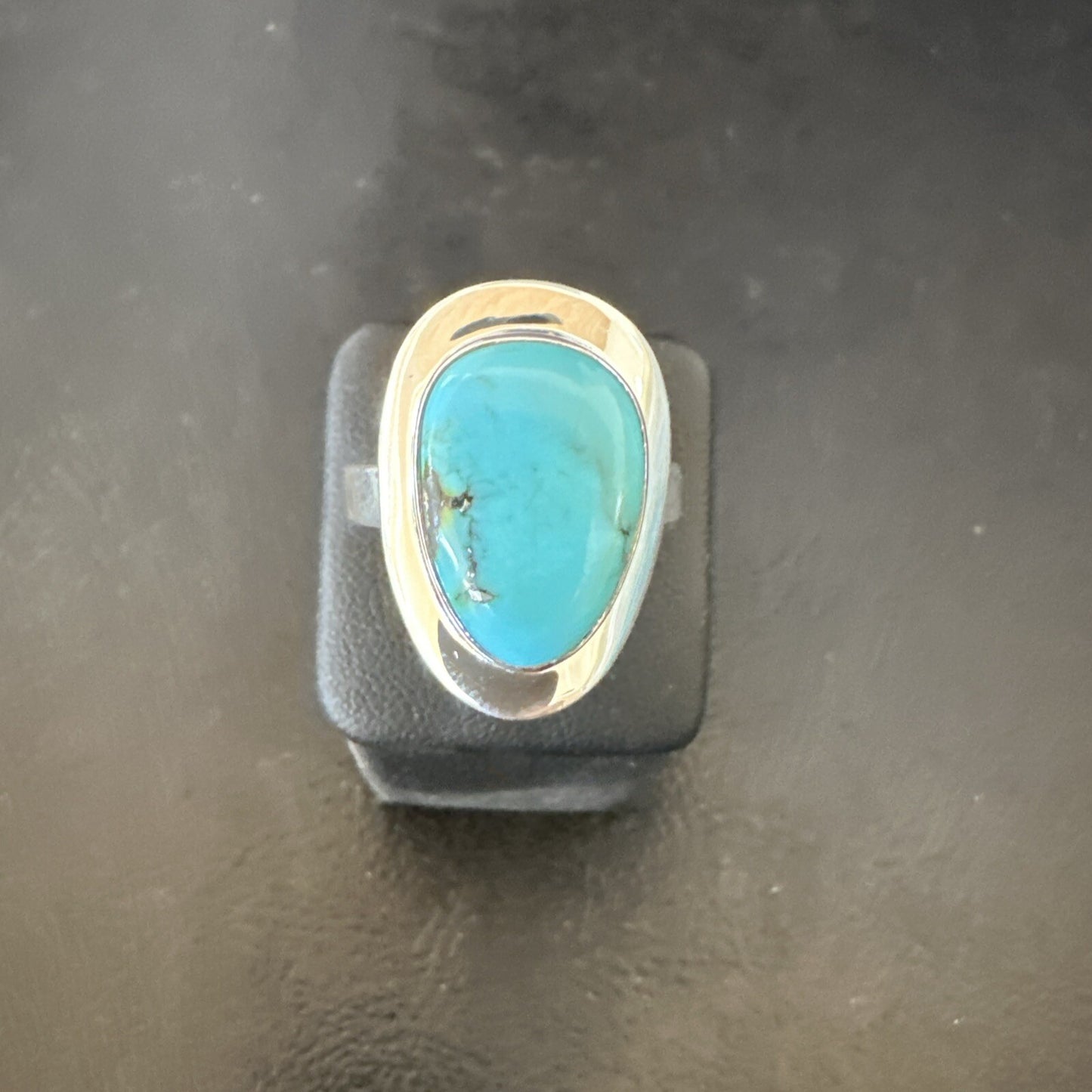 Southwestern Sterling Silver Blue Kingman Turquoise Ring Size 9 18524