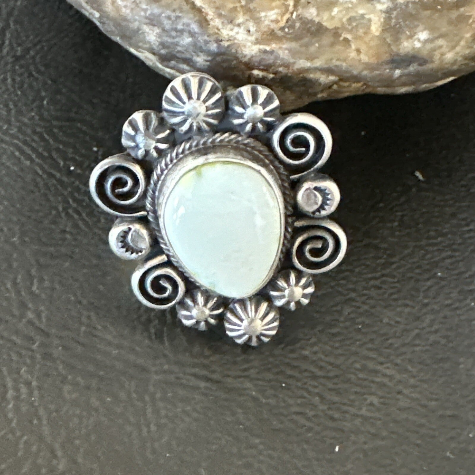 Women Blue Dry Creek Turquoise Navajo Sterling Silver Ring Sz 9 17773