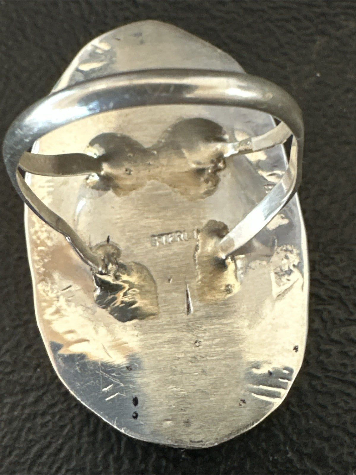 Black White Buffalo Turquoise Navajo Sterling Silver Ring Size 9.5 19809