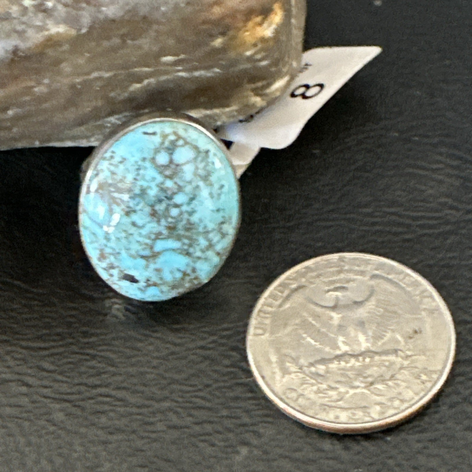 Blue Turquoise#8 Southwestern Sterling Silver Ring Size 8 19747