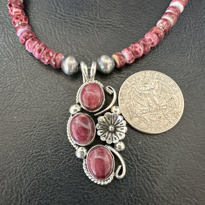 Sterling Purple Spiny Sugilite Pendant Navajo Silver Necklace 19608