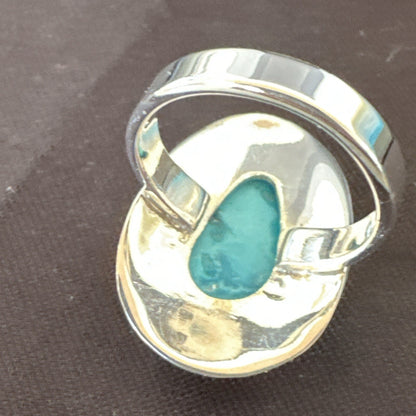 Southwestern Sterling Silver Blue Kingman Turquoise Ring Size 7.5 18515