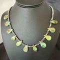 Navajo Pearls Royston Turquoise 20"Necklace | Sterling Silver | Authentic Native American Handmade | 00484