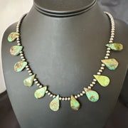 Navajo Pearls Royston Turquoise 20"Necklace | Sterling Silver | Authentic Native American Handmade | 00484