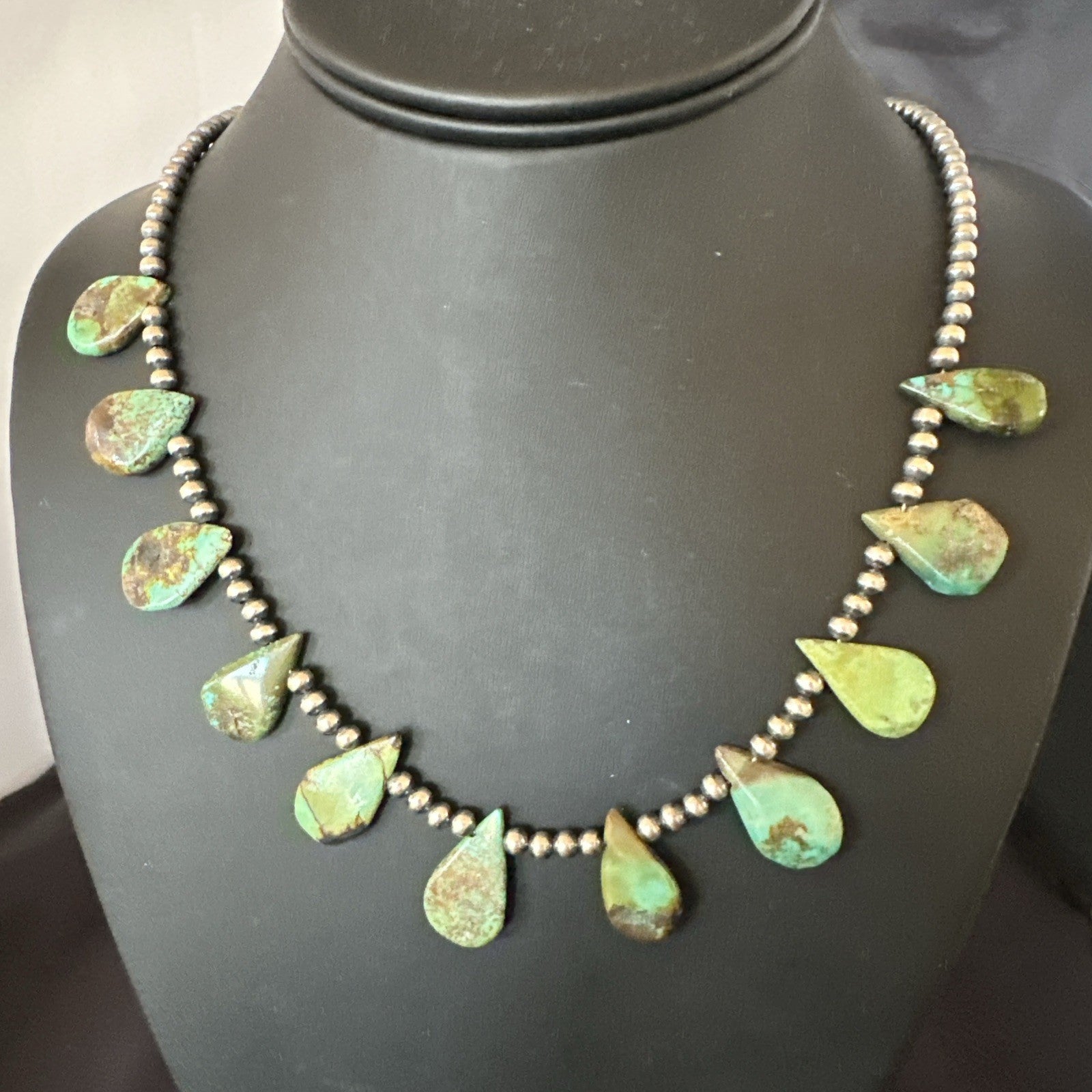 Navajo Pearls Sterling Silver Royston Turquoise 20" Necklace 00484