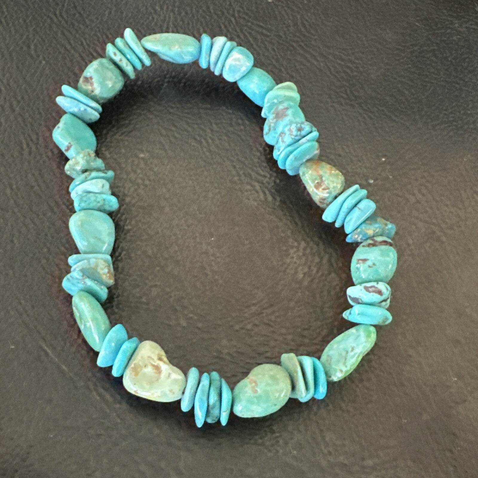 Mens Womens Blue Green Turquoise Stretch Stone Friendship Bracelet 7" 18858