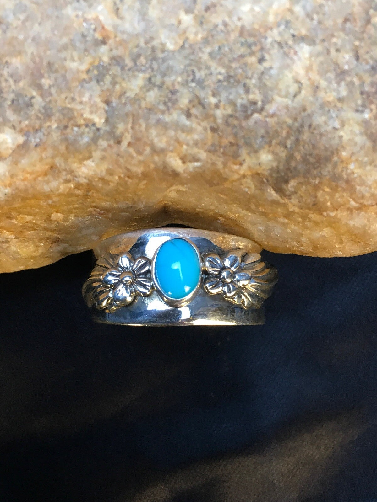 Native American Blue Turquoise Ring Navajo Sterling Silver Size 11.75 8921