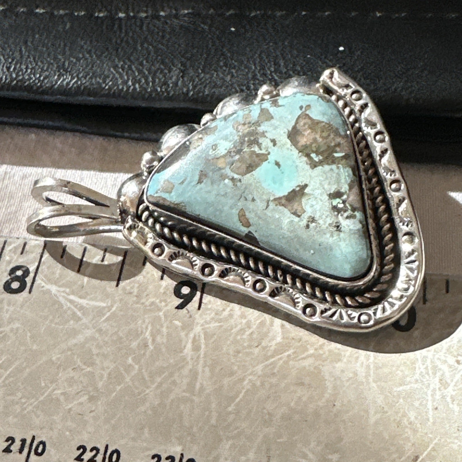 Men Women Blue Turquoise Pendant Navajo Sterling Yazzie 19527