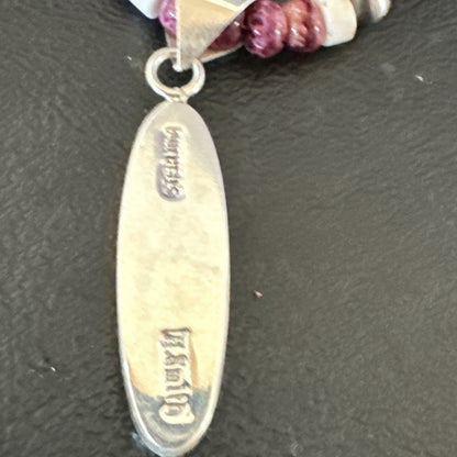 Purple Spiny Oyster Wild Horse Pendant Navajo Sterling Silver Necklace 17795