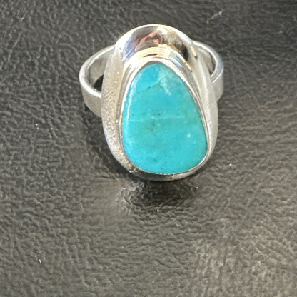 Southwestern Sterling Silver Blue Kingman Turquoise Ring Size 9 18526