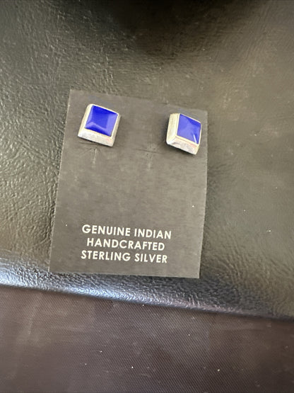 Blue Lapis Sterling Silver  Post Stud Earrings 0.25" 1063