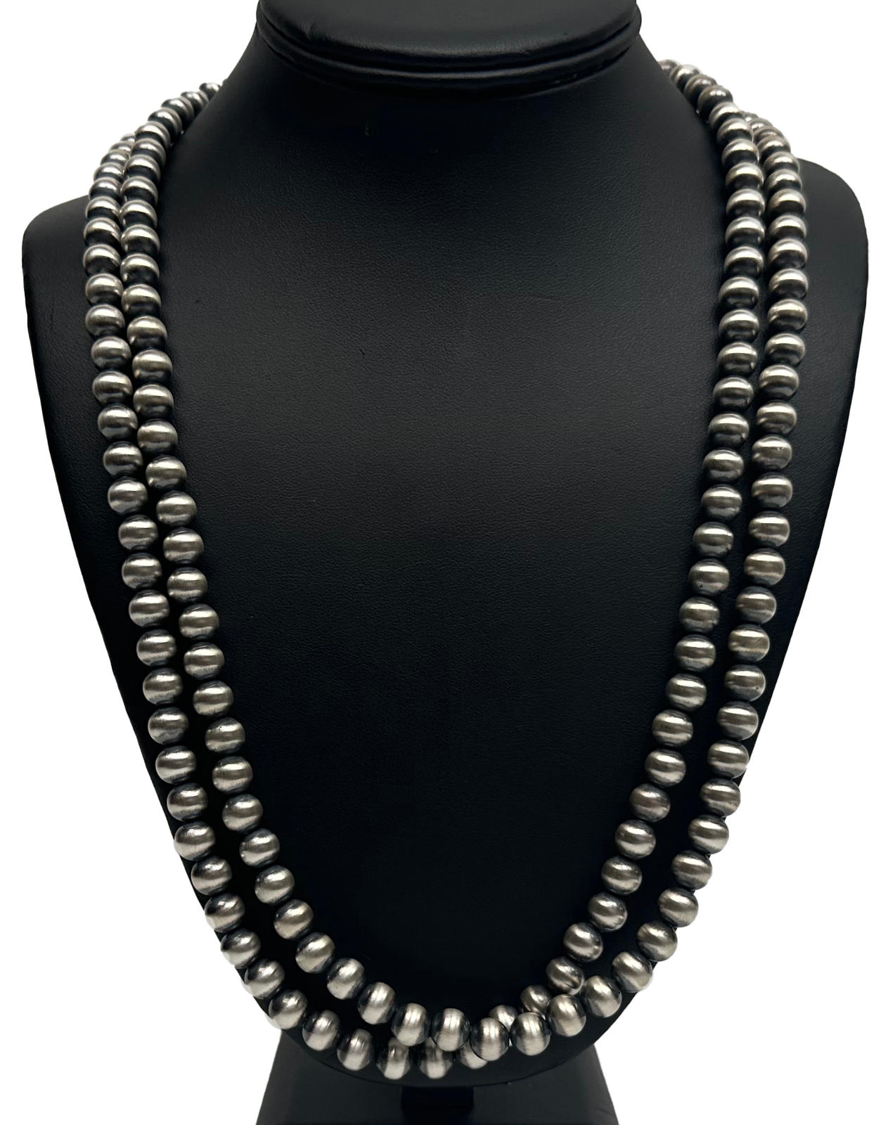 Native American 8mm Sterling Silver Navajo Pearls 48" Single Strand Necklace